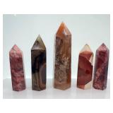 Variety of Polished Crystal Obelisks - Assorted Colors (Lot of 5)