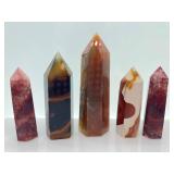 Variety of Polished Crystal Obelisks - Assorted Colors (Lot of 5)