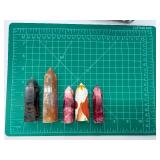 Variety of Polished Crystal Obelisks - Assorted Colors (Lot of 5)