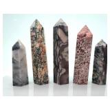 Variety of Obelisk Crystals - 5-Piece Natural Gemstone Tower Set