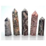 Variety of Obelisk Crystals - 5-Piece Natural Gemstone Tower Set