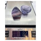 Fluorite Leaf & Bowl Set - Purple Rainbow Banding