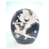 Polished Agate Egg Stone - Blue Gray With White Veining