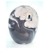 Polished Agate Egg Stone - Blue Gray With White Veining