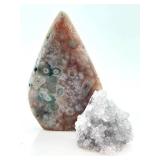 Ocean Jasper Teardrop & Quartz Drusy Cluster