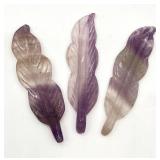 Amethyst Leaves - 3 Pieces Natural Purple Crystal Leaves