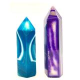 Blue & Purple Agate Obelisks with Teal Swirl Bowl
