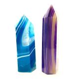 Blue & Purple Agate Obelisks with Teal Swirl Bowl