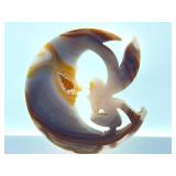 Agate Shell Cameo Sculpture - Circular Ring with Parent & Child Silhouette