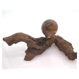 Agate Sphere - Brown Banding On Wood Stand