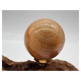 Agate Sphere - Brown Banding On Wood Stand