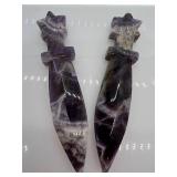 Amethyst Crystal Dagger Pendants - Pair