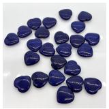 Blue Heart-Shaped Stones - Decorative Pebbles with Stone Bowl