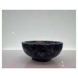 Blue Heart-Shaped Stones - Decorative Pebbles with Stone Bowl