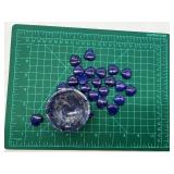 Blue Heart-Shaped Stones - Decorative Pebbles with Stone Bowl