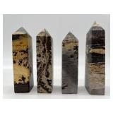Polished Stone Obelisk Towers - Banding in Black, Tan & Gray