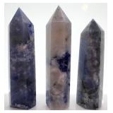 Sodalite Obelisk Towers - Purple Blue Crystals for Display (3 Pack)