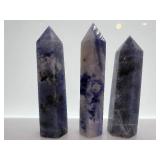Sodalite Obelisk Towers - Purple Blue Crystals for Display (3 Pack)