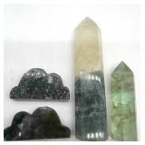 Quartz Crystal Points (2) & Carved Cloud Stones (2)
