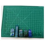 Azurite Malachite Towers Set of 5 & Blue Azurite Sphere on Rock
