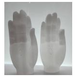 Selenite Carved Stone Hands Pair