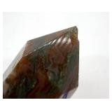 Brecciated Jasper Obelisk Pair - Dark Red with White Veining & Multicolor Agate