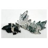 Moss Agate Carved Leaves (Lot of 3)