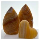 Orange Calcite Heart & Teardrop Stones - 3-Piece Set