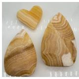 Orange Calcite Heart & Teardrop Stones - 3-Piece Set