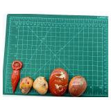 Agate Stones & Red Carved Goddess - Polished, Assorted Colors