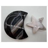 Agate Crescent Plate & White Marble Star Sculpture (2-Piece Set)