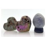 Sphalerite Heart Stones & Egg-Shaped Stone on Stand