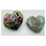 Sphalerite Heart Stones & Egg-Shaped Stone on Stand