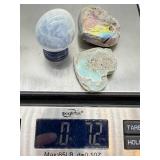 Sphalerite Heart Stones & Egg-Shaped Stone on Stand