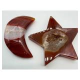 Red Band Agate Crescent Moon & Star Set