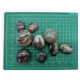 Ocean Jasper Palm & Moss Agate Stones (Lot of 9)