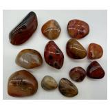 Polished Banded Agate Stones - 12 Pcs, Brown & Red Tones