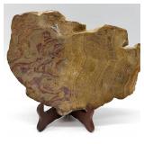 Natural Agate Slab - Purple Banding & Gold Tones, 7 lb on Display Stand
