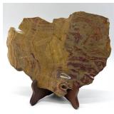 Natural Agate Slab - Purple Banding & Gold Tones, 7 lb on Display Stand