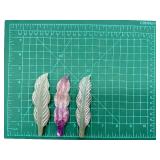 Carved Stone Leaves - Green & Purple Gradient, 3 Pieces