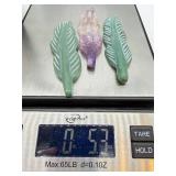 Carved Stone Leaves - Green & Purple Gradient, 3 Pieces