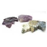Amethyst Heart & Leaf Stones (Lot of 3)
