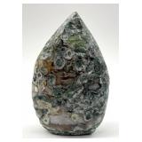 Moss Agate Obelisk & Teardrop Pair - Green Chalcedony Specimens