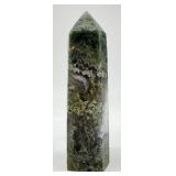Moss Agate Obelisk & Teardrop Pair - Green Chalcedony Specimens
