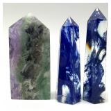 Fluorite & Blueberry Smelt Quartz Tower Points - 3 pcs