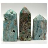 Larimar Obelisk Trio - Polished Blue Pectolite Towers (Lot of 3)
