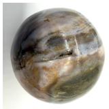 Polished Banded Agate Sphere on Driftwood Stand with Crystal Druzy