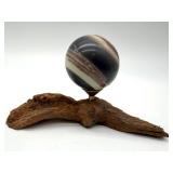 Purple Robe Jade Sphere - Driftwood Stand