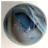 Blue Agate Sphere & Wood Stand - Decorative Orb Display Piece
