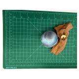 Blue Agate Sphere & Wood Stand - Decorative Orb Display Piece